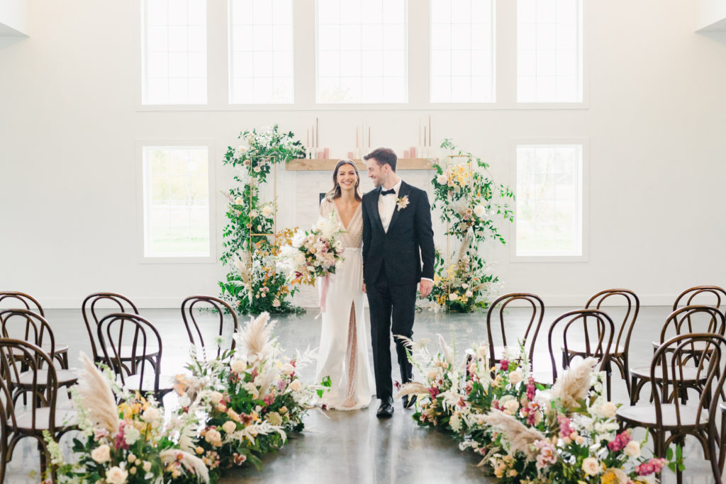 wedding ceremony and aisle flowers