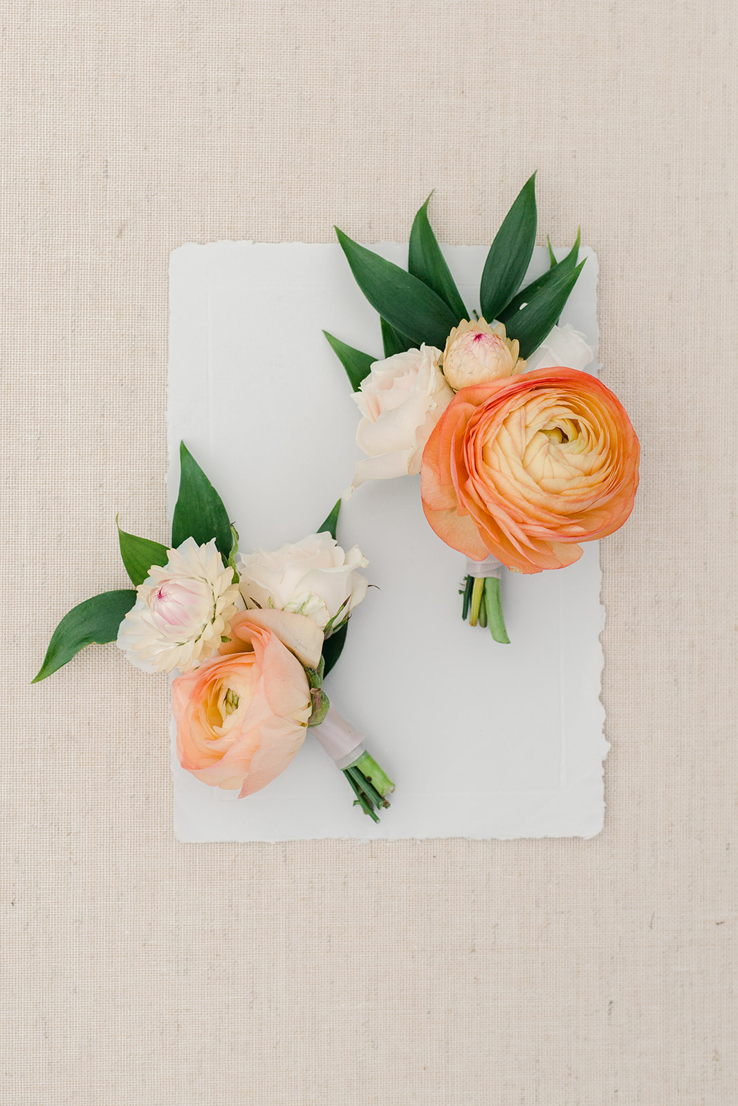 peach ranunculus boutonniere by MN wedding florist Studio Fleurette.
