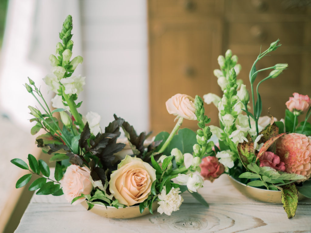Small floral designs by Studio Fleurette for a wedding at Legacy Hill Farm in Welch Minnesota.